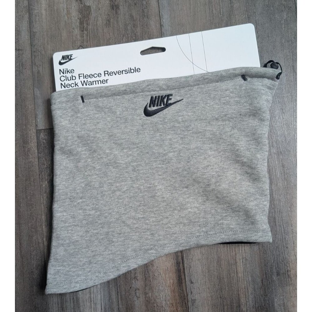 NWT NEW Nike Club Fleece Reversible Neck Warmer Heathered Gray and Black
